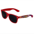 Red Retro Tinted Lens Sunglasses - Full-Color Full-Arm Printed